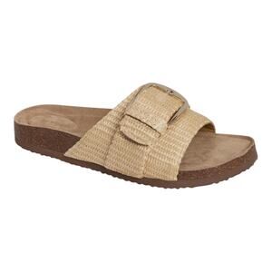 Madden Girl Women’s Becca Buckled Footbed Slide Sandals Beige Size 10 M